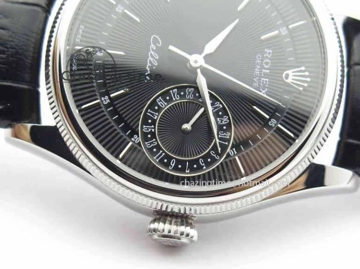 1218 Cellini Date VF Best Edition SS Black Dial Stick Markers On Black Leather Strap A Lightweight 3725